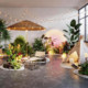 Commercial landscaping scene landscape decoration layout