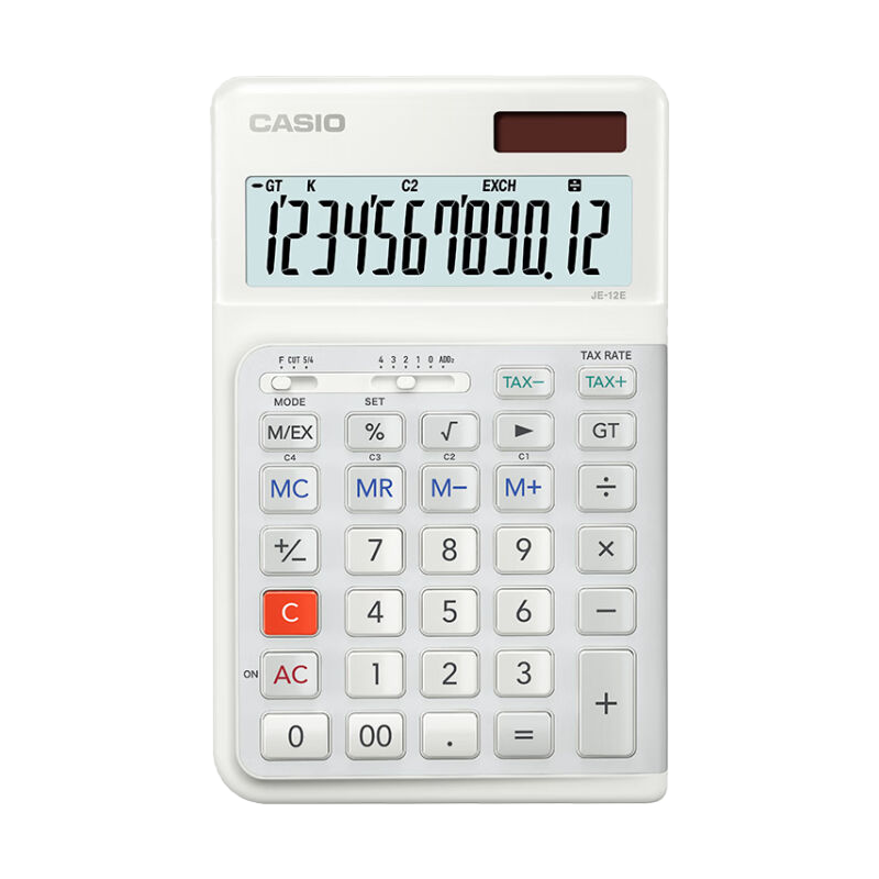 CASIO卡西欧3°JE-12E计算器商务便携台式办公人体工学阶梯按键