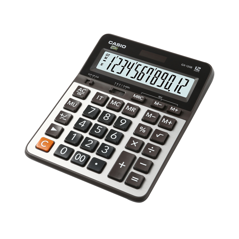 CASIO卡西欧GX-120B太阳能12位数 台式商务 办公计算器 金属面板