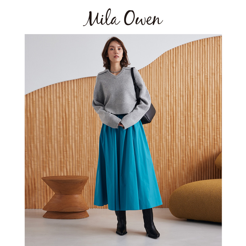 Mila Owen25秋冬新品可拆卸翻领羊绒羊毛混纺针织衫09WNT255136,淘宝优惠券,粉丝福利购,淘宝优惠卷