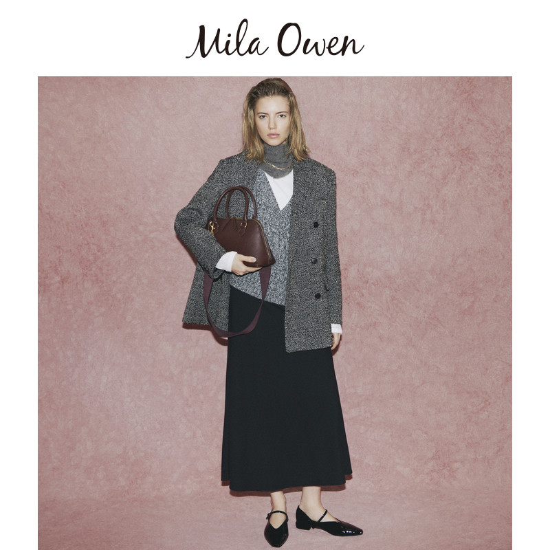 Mila Owen秋冬通勤气质羊毛混纺双排扣西装外套09WFJ245190,淘宝优惠券,粉丝福利购,淘宝优惠卷