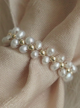 天然珍珠戒指美国14k包金不掉色