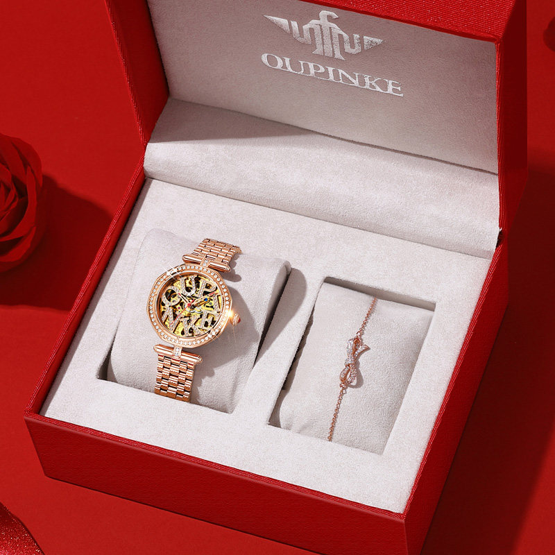 瑞士女士正品牌全自动镂空机械表 欧亚利扬翼国产腕表