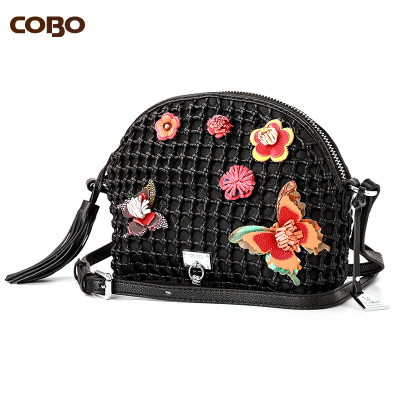 cobo /蔻尔宝头层牛皮手工贝壳包 COBO女士包袋