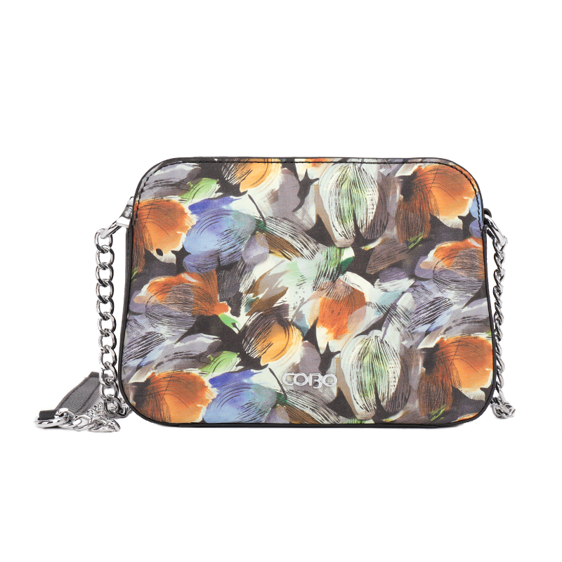 cobo /羚羊头层牛皮印花单肩斜挎包 COBO女士包袋