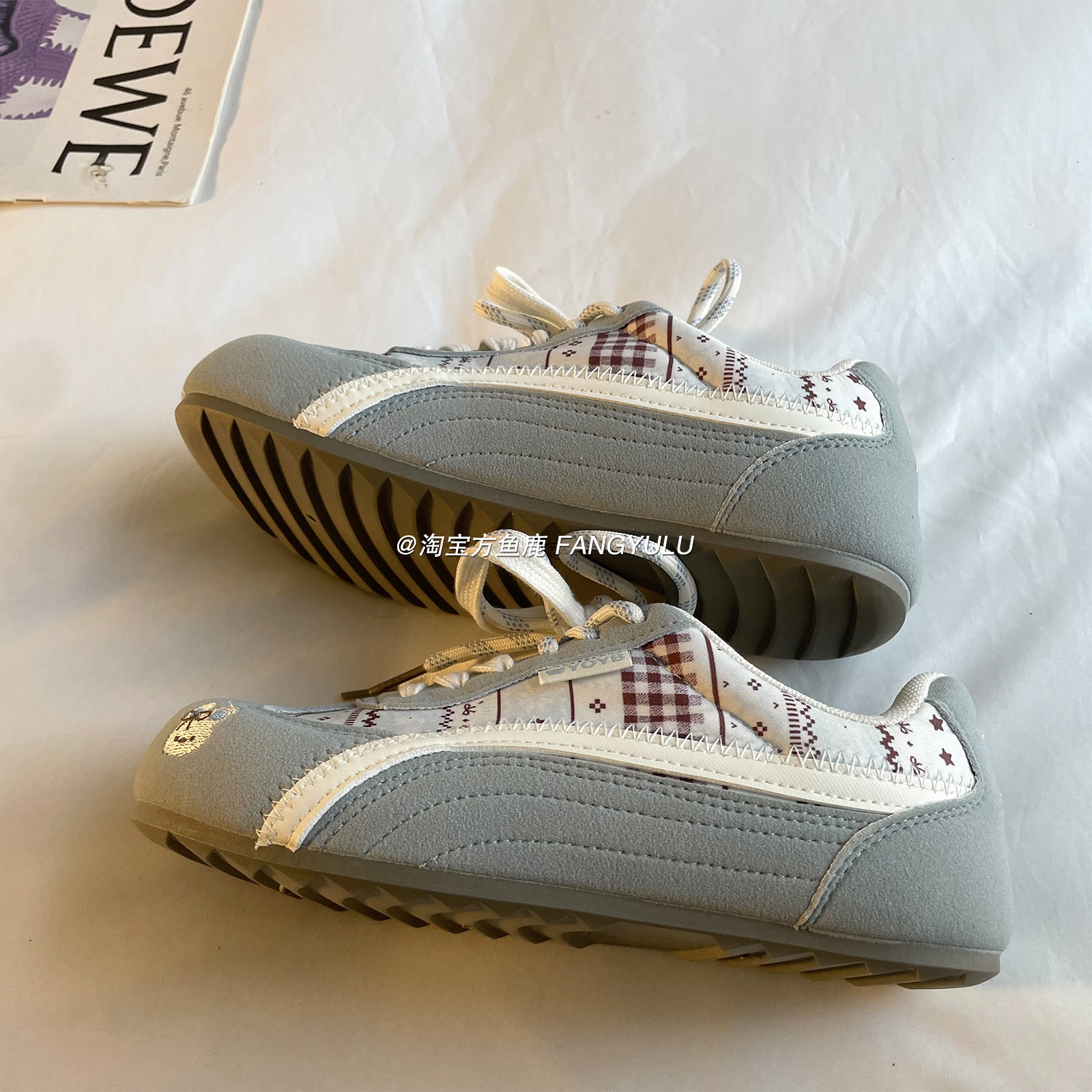 方鱼鹿 德训鞋女2025年春季新款百搭圆头休闲软底运动阿甘鞋ins潮,淘宝优惠券,粉丝福利购,淘宝优惠卷