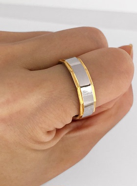 戒指闪亮金边好运潮流钛钢男国潮