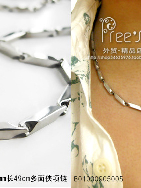 白金色钛钢锁骨链男生潮流毛衣链