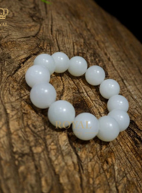 ROYAL珠宝新疆和田玉珠串手链男款圆珠温润细腻彰显高雅送爸爸礼