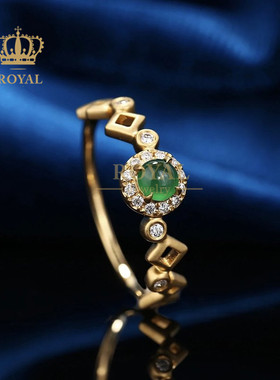 珠宝翡翠设计款正阳绿送礼金戒指