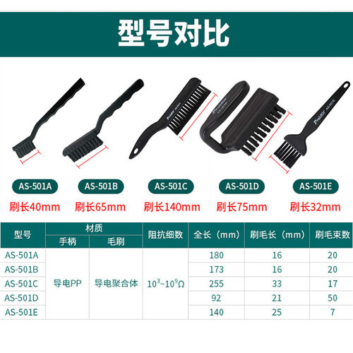 宝工防静电刷子毛刷 精密元器件线路板清洗毛刷子 PCB洗板AS-501E - 图0