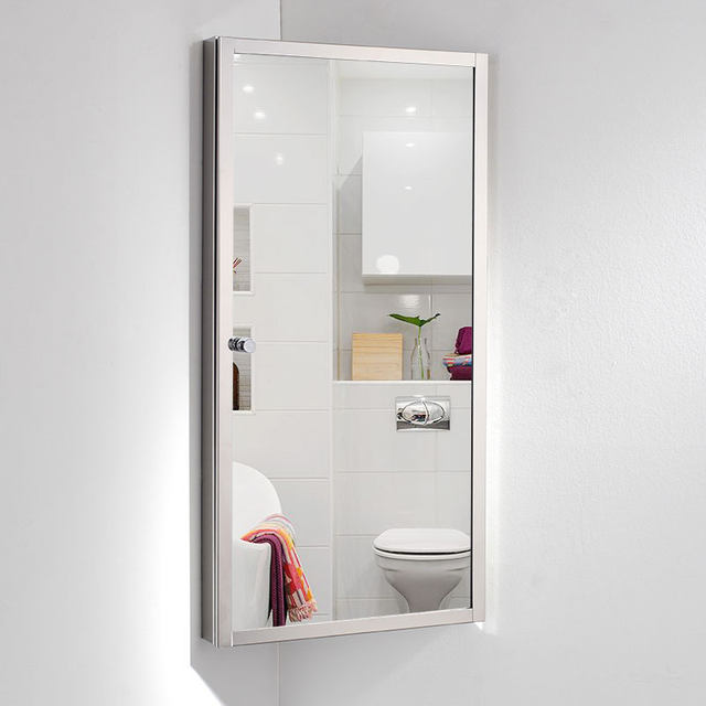 Bathroom Mirror Cabinet Stainless Steel Simple Triangle Bathroom Cabinet Hole Free Bathroom Toilet Small Apartment Storage