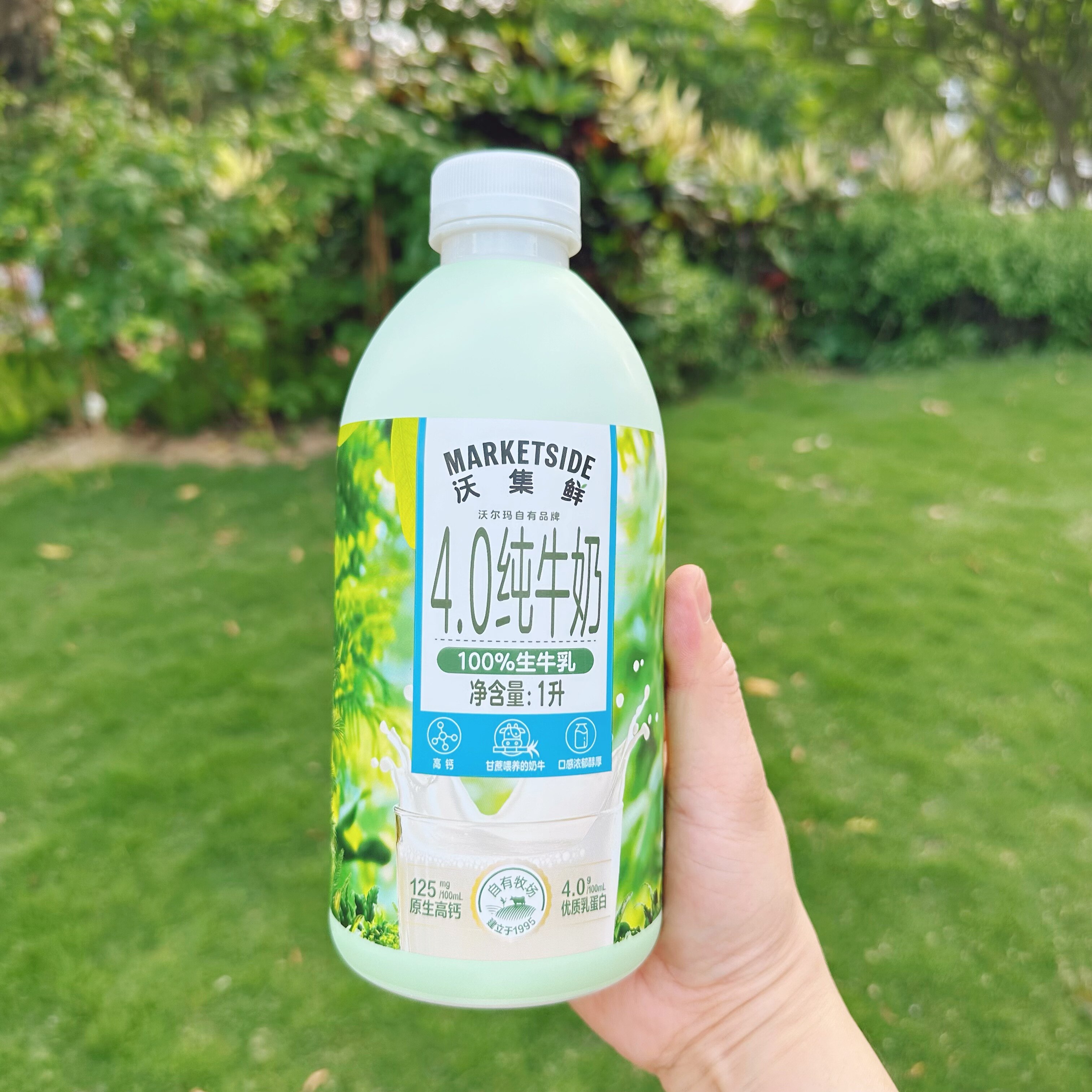 【2大瓶装】代购沃集鲜牛奶4.0纯牛奶1L装小绿瓶生牛乳营养早餐奶
