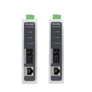 普联TP-LINK TL-MC111A/B工业级光纤收发器一对套装百兆单模单纤SC光电转换20km轨道导轨式耐高温低温12V/24V