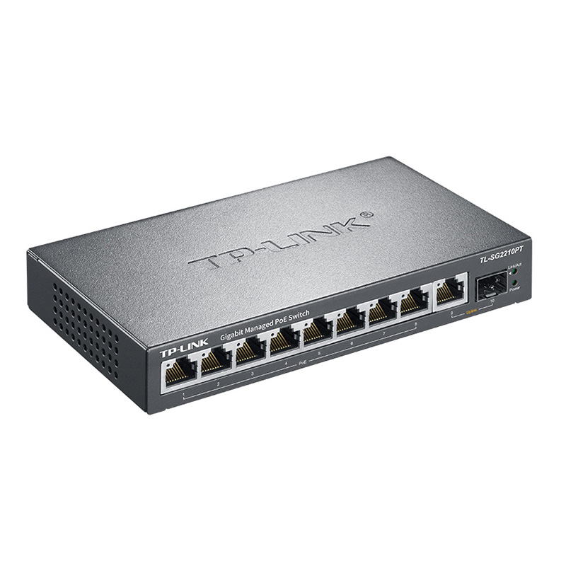 TP-LINK TL-SG2210PT 全千兆10口云管理PoE交换机8口供电SFP光口大功率120W端口汇聚镜像网络监控Web网管VLAN - 图1