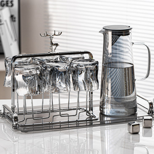 冷水壶玻璃水壶家用耐高温大容量凉水壶水杯套装耐热冷泡茶壶扎壶 - 图0