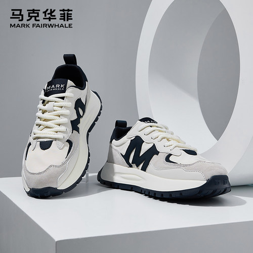 马克华菲阿甘鞋男2025秋季新款男士休闲运动鞋百搭厚底男鞋跑步鞋 - 图0