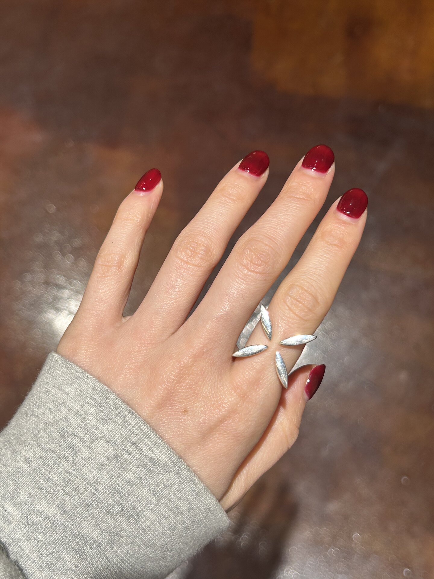 Dongdaemun S925 all-over sterling silver four-leaf clover open niche design ring