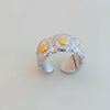 Designer high-end S925 all-over sterling silver daisy ring retro fashion heavy industry geometric mesh open ring