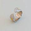 Designer high-end S925 all-over sterling silver daisy ring retro fashion heavy industry geometric mesh open ring