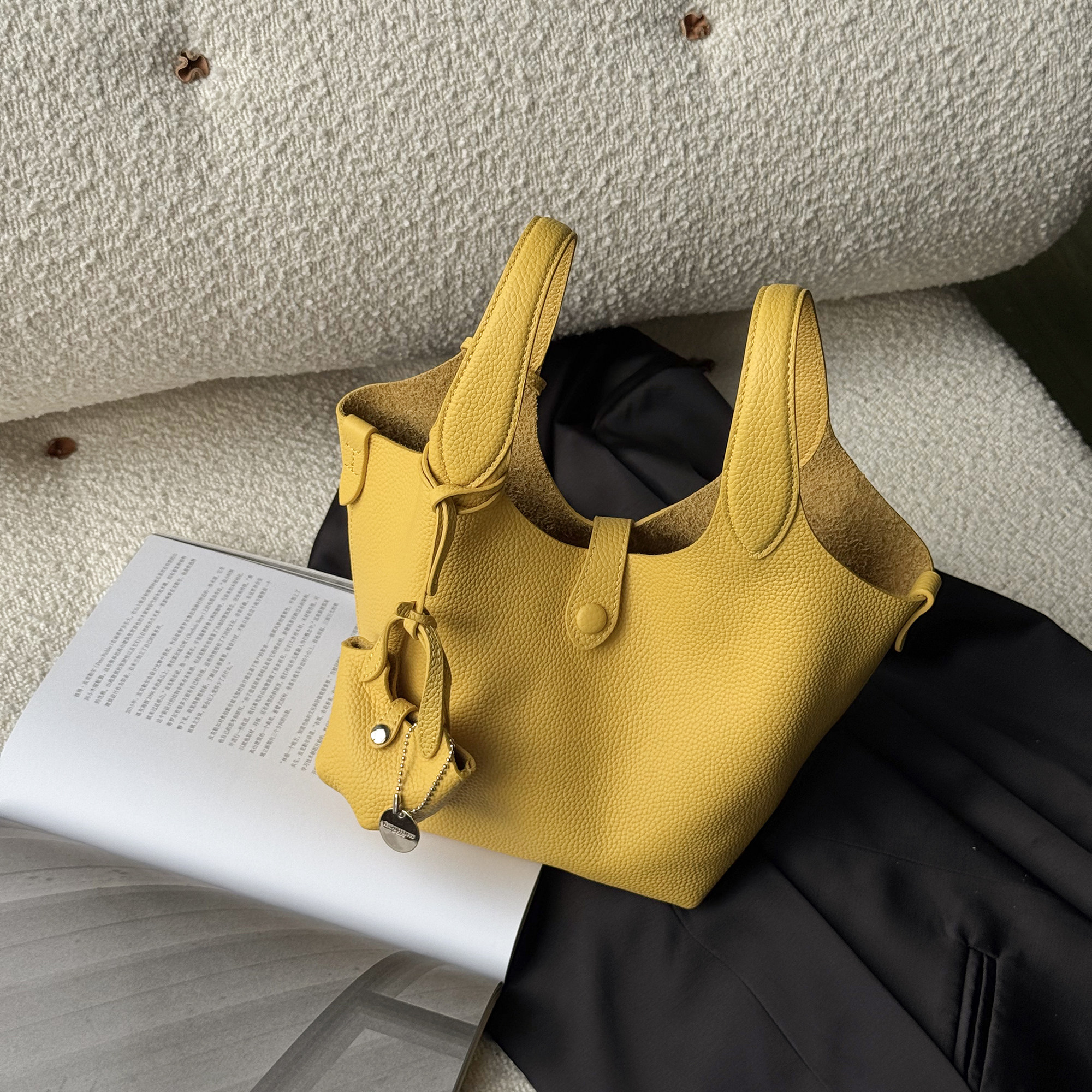 RANU头层牛皮菜篮子包手提包女2025新款时尚百搭通勤单肩包手提包,淘宝优惠券,粉丝福利购,淘宝优惠卷