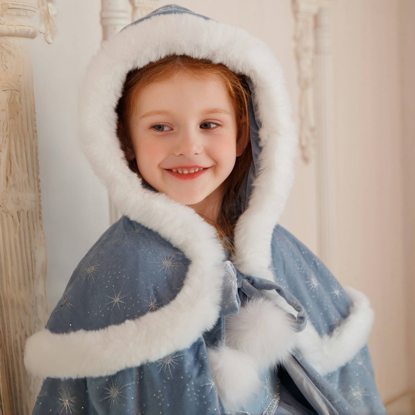 秋冬艾莎公主斗篷女童加绒防风保暖圣诞儿童披肩外套宝宝外出披风,淘宝优惠券,粉丝福利购,淘宝优惠卷