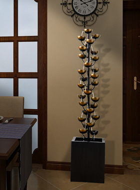 创意水景客厅玄关装饰流水喷泉摆设风水轮别墅室内奢华电视柜摆件