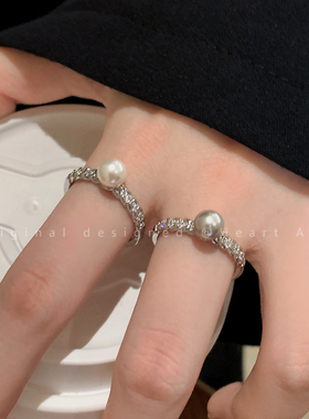 珍珠温柔轻奢高级感指环