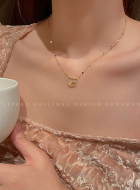 微镶锆石小熊吊坠项链少女锁骨链