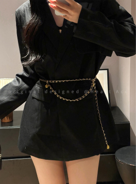 中古小香风气质金色链条腰链女高级感配裙子腰间配饰时尚洋气装饰