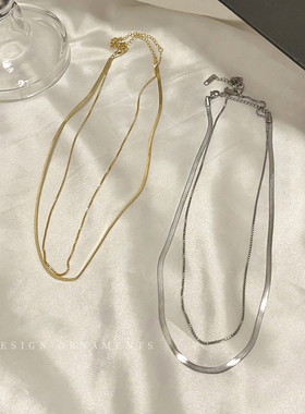 高级感简约金色蛇骨项链女冷淡风