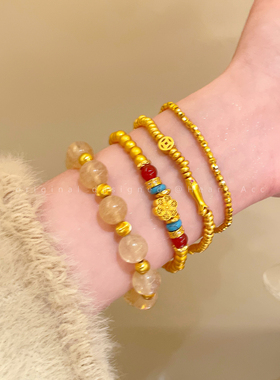 新中式古法沙金串珠手链女2025新款复古高级叠戴手串轻奢精致手饰