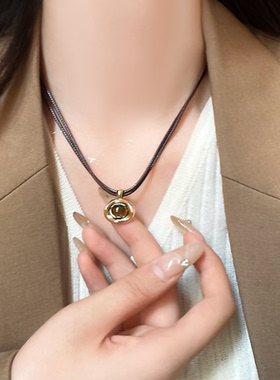 星芒虎眼石双层项链女小众设计感时尚气质锁骨链2025年新款卫衣链