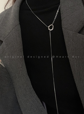 银色钛钢ot扣项链秋冬长款毛衣链