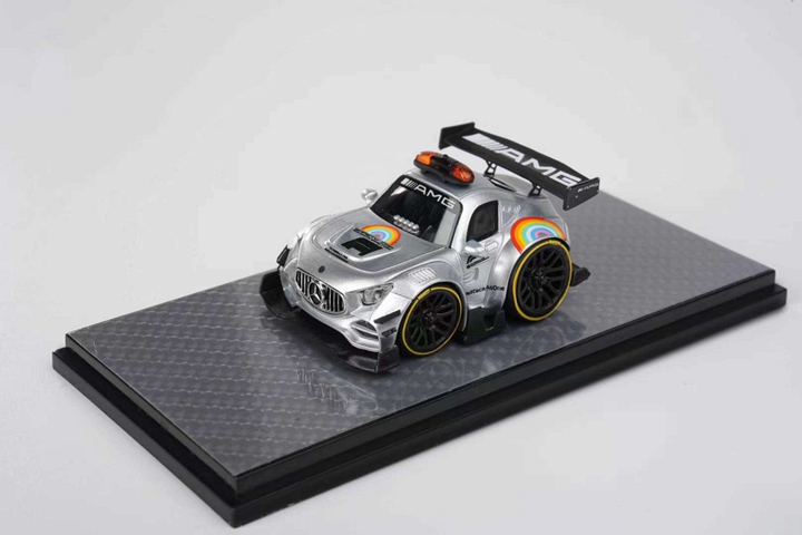 YM ERA Q 蛋车 1:64 奔驰 AMG GT3  Q车 合金 车模 彩虹 灰银 - 图0