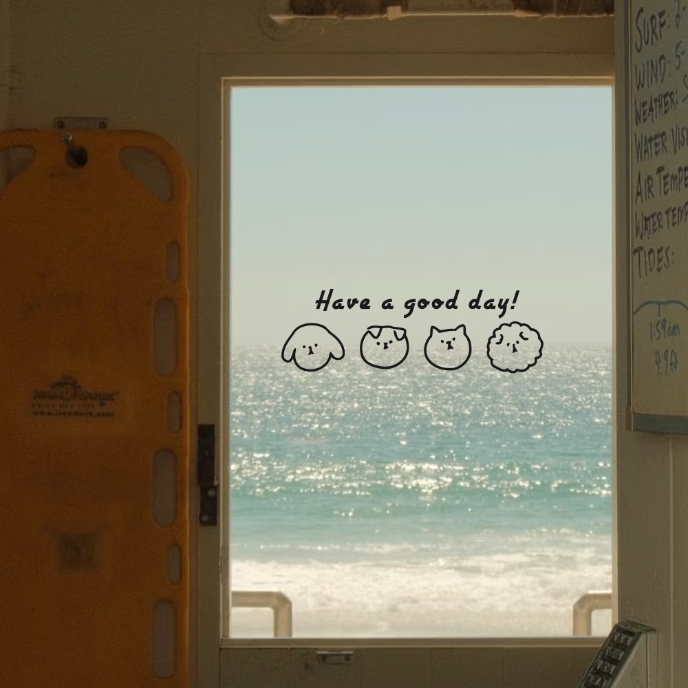 Have a good day卡通动物笑脸治愈家居装饰贴纸镜子玻璃门装饰,淘宝优惠券,粉丝福利购,淘宝优惠卷