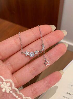 轻奢法式超闪星星锆石吊坠项链女小众气质温柔高级感通勤百搭项链