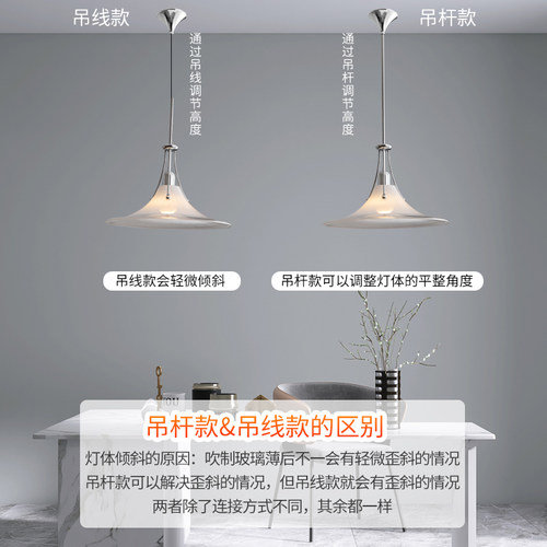 摇臂玉兰吊灯原版复刻餐厅吊灯设计师极简包豪斯吧台岛台玻璃吊灯 - 图3