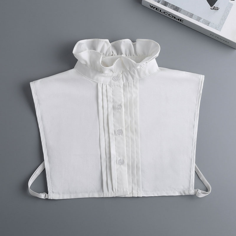 白色内搭棉质木耳边立领假领子门襟压褶衬衫假衣领百搭毛衣装饰领 - 图0