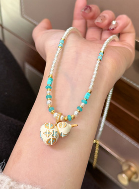 25款国潮中式古典珍珠葫芦项链时尚百搭高级感天然石毛衣链女