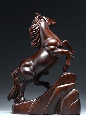 木马摆件黑檀实木质雕刻十二生肖木头马到成功红木装饰木制工艺品