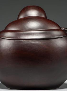 黑檀木雕刻弥勒佛像坐笑佛一团和气摆件客厅电视柜玄关装饰工艺品