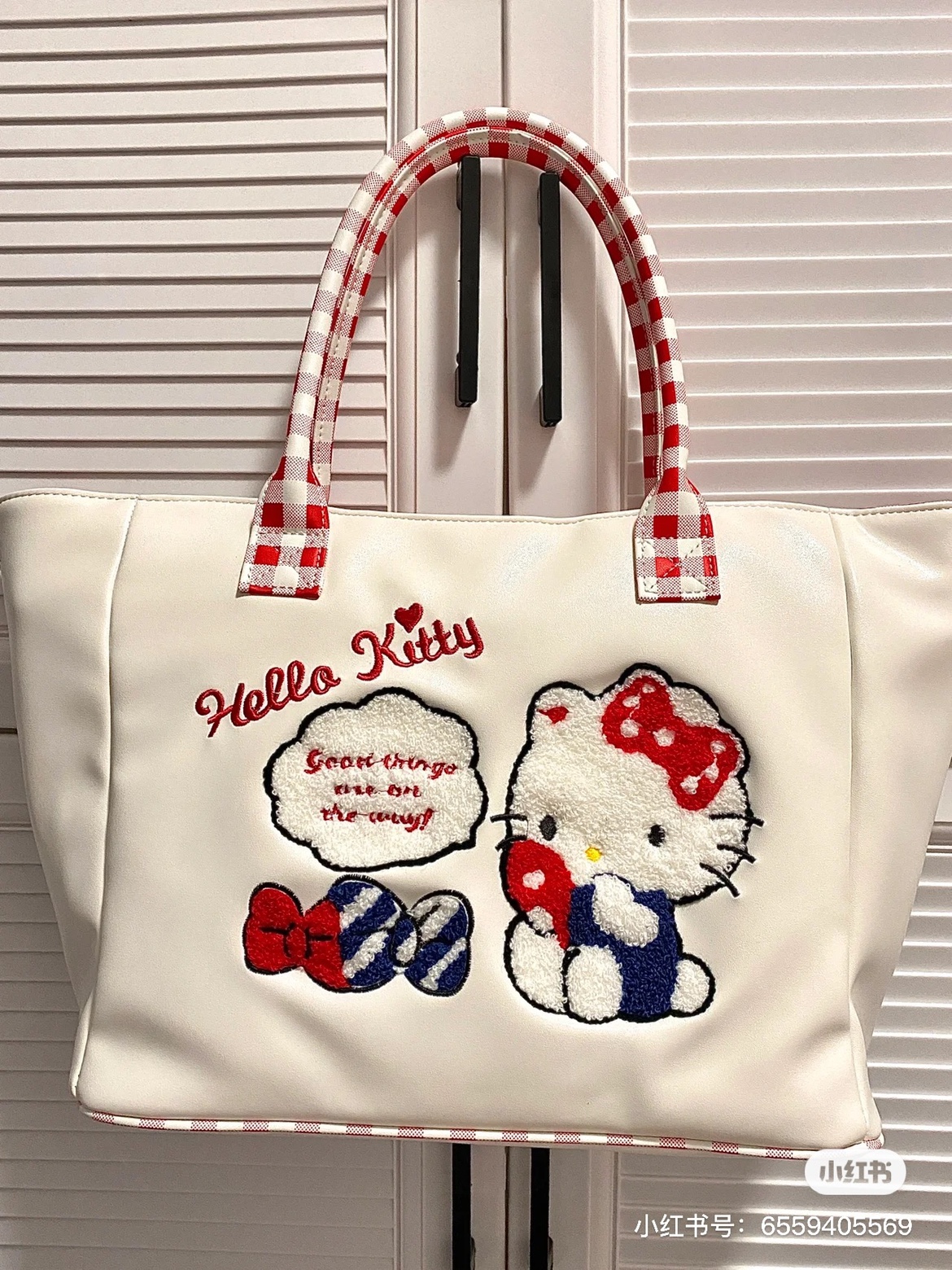 soSHOW原创刺绣HelloKitty托特包可爱甜妹精致软皮单肩手提包