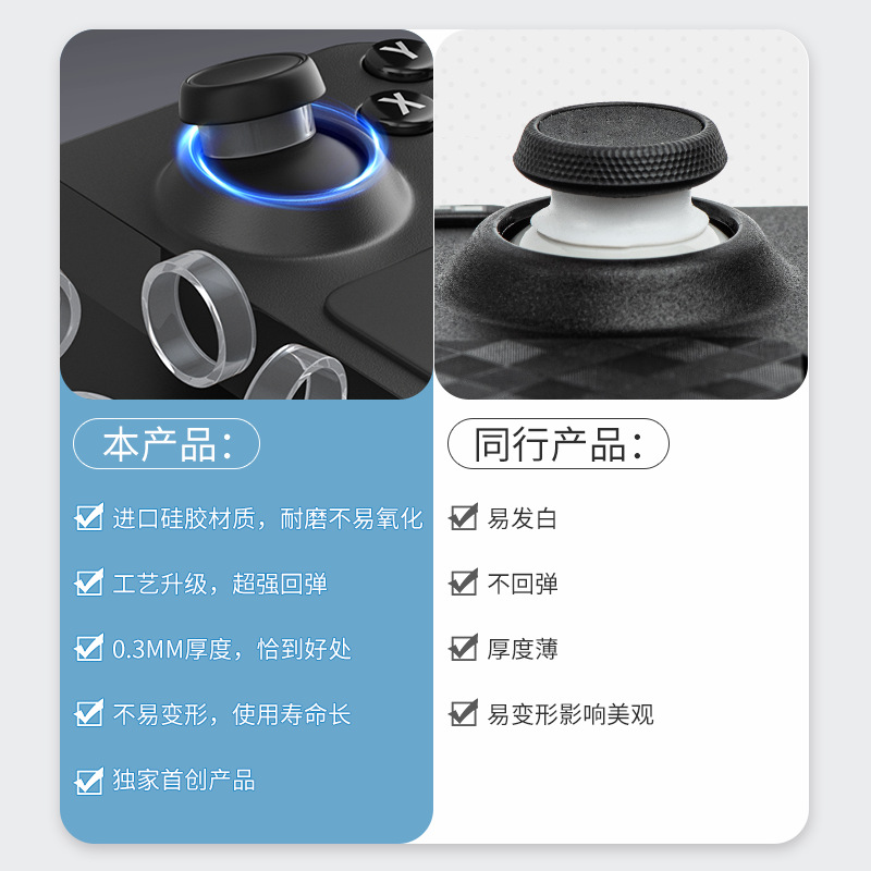澳加狮手柄摇杆保护圈防磨损xbox/switch/ps5/steamdeck摇杆环套 - 图0