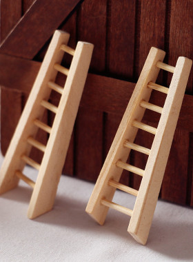 Dollhouse迷你木质小楼梯子户外园艺微缩食玩场景模型娃娃屋配件