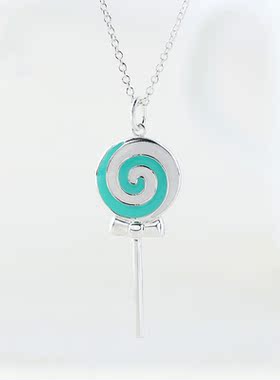 纯银蓝色滴胶生日礼物饰品锁骨链