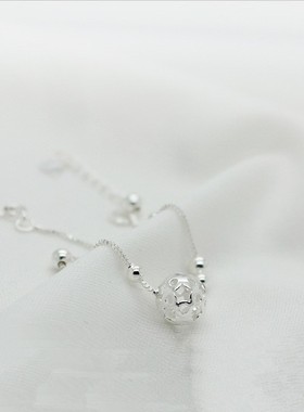 s925纯银手链女镂空玲珑球圆珠子