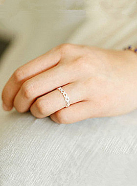 s925纯银戒指女爱心形小清新镂空