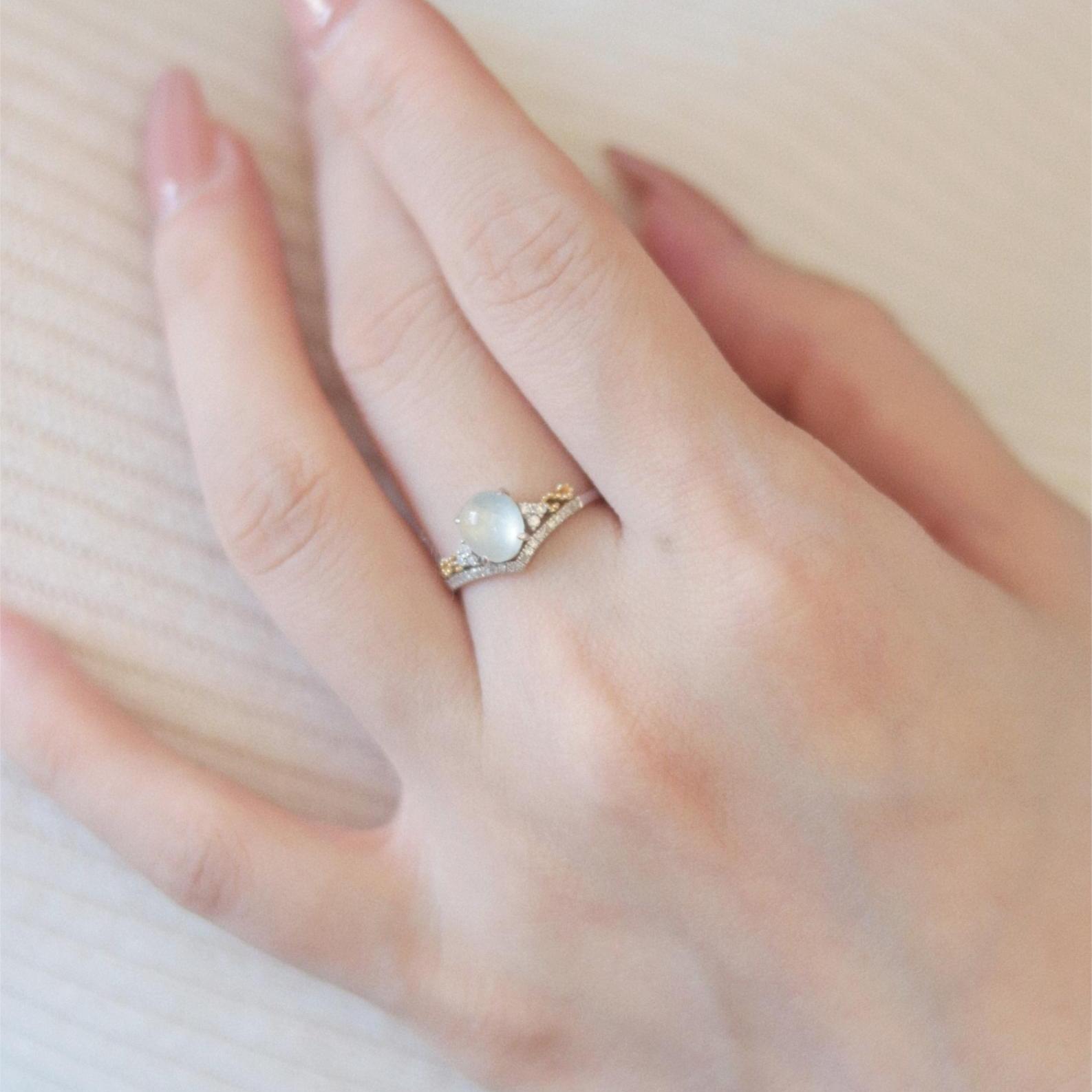 清仓款 戒指需定制不退换天然翡翠缅甸A货18k金钻石玉戒指 - 图0