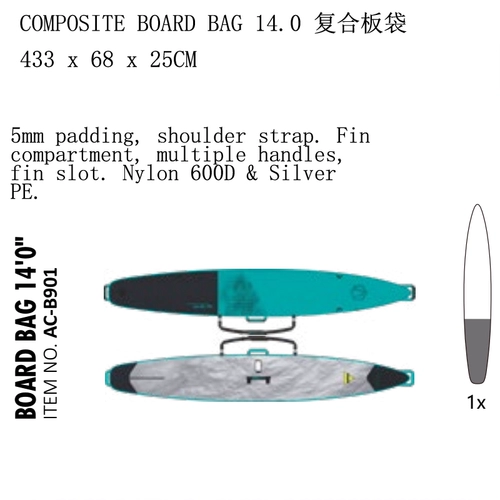 Aztron Surfboard Bag Skisting Board Back Bag 433x68x25см/388x83x20cm/340x88x14cm